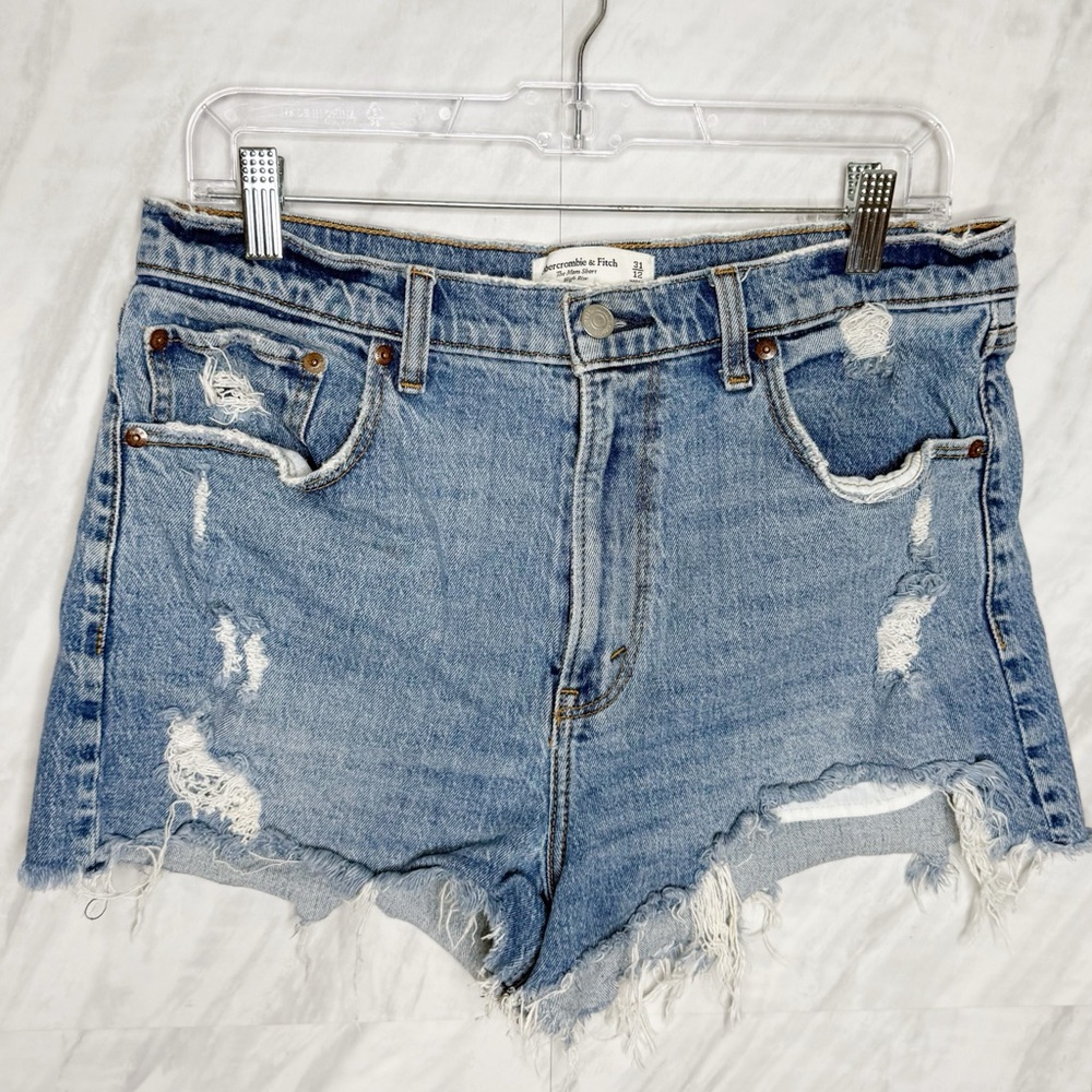 Abercrombie & Fitch Blue Jean Shorts Distressed Denim 31/12